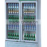Double Door Upright Wine Beverage Coolers Economic Vertical Double Door Refrigerated Display Cabinets Static Cooling
