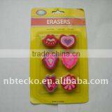 Stationery 6pcs Lovely Different Shape Printed Rubber Eraser Set thumbnail-1