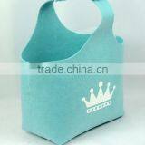 Mini Blue Desktop Felt Magazine Storage Basket(Small) thumbnail-1