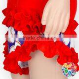 Popular Baseball Print With Red Cotton Ruffles Baby Girls Shorts thumbnail-4