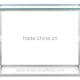 Console Table in Stainless Steel Base and Tempered Glass Top