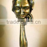 Bronze Female Thinking Bust Sculpture thumbnail-1
