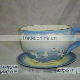 Ceramic Big Cup&saucer Bonsai Pot SN5345 thumbnail-1