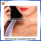 2016 Popular Trendy Jewelry Bridal Wedding Created Aquarine 925 Sterling Silver Necklace Earring Jewelry Sets thumbnail-5