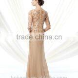 Gold Long Sleeve Lace Satin Mother Women s Evening Gowns thumbnail-2