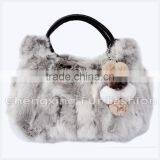CX-H-36B Real Rabbit Fur & Leather Tote Handbag New Arrival thumbnail-6