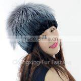 CX-C-244E Rex Rabbit Fur Knitted Cap And Hat Black Frost thumbnail-2