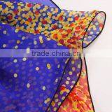 Crystal Blue Silk Scarf With Orange Dot Print - Polka Dot Printed Blue and Orange Silk Scarf thumbnail-5