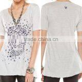 Rock Stylish Young Women Tunic Tops Light Grey Floral Skull Loose T Shirt Short Sleeves thumbnail-1