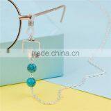 Eyeglasses Chain Holder Antique Silver Blue Square Round Imitation Turquoise thumbnail-2