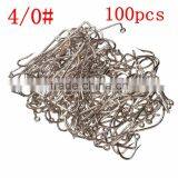 Wholesale Price Size 4/0 Fishing Tools Lot 100PCS Jig Hook Jig Big Stainless Steel Fishing Hooks White Color Fish Hook