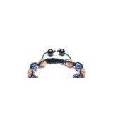 Adjustable Shamballa Bracelet, Blue & Pink Rhinestone Ball thumbnail-1