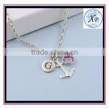Wholesale Nautical Initial Birthstone Charm Jewelry Personalized Silver Anchor Bracelet thumbnail-2