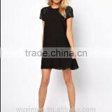 Latest Net Black/white Lace Knee Length Dress Designs, Korea Summer Fashion Midi Beach Dress 2015 thumbnail-4