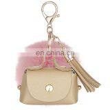 Pom Pom Tassel Mini pu Bag Keychain thumbnail-3