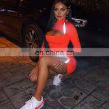 New Trendy Women's Reflective Ribbon Skirt Suit New Front Hollow Sexy Two-piece Suit Set thumbnail-6