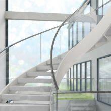 Building Code Tempered Glass Railing Modern Curved Stairs Steel Staircase thumbnail-3