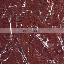 600x600 Full Body Dark Red Color Glazed Polished Porcelain Marble Design Floor Tile thumbnail-1
