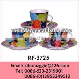 Beautiful New Flower Print Promotional Porcelain Antique Soup Cups and Saucers for Kids with Good Quality