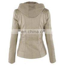 Customized Wholesale Plus Size Women's Detachable Hooded Leather Jacket Coat Top Motorcycle Jacket PU Pilot Motorcycle Suit thumbnail-3