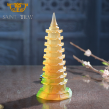 High Quality Casting Colored Glass Feng Shui Liuli Craft Wenchang Tower thumbnail-2