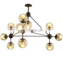 Wholesale Price Modern Indoor Living Room Bedroom Decoration Chandelier Lamp Iron Glass Led Pendant Light thumbnail-1