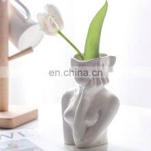 Оптовая северноевропейская керамическая ваза с белой скульптурой человеческого лица, арт-матовые украшения, керамическая ваза для цветов для декора дома thumbnail-4