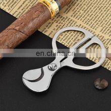 Luxurious Portable Cheap Wholesale Best Custom Logo Scissor Desk Silver Table Top Stainless Steel Cigar Cutter thumbnail-2