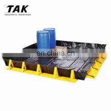 Portable collapsible temporary spill protection pool oil containment berm barrier