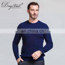 High Quality 100% Merino Wool Crew Neck Cable Knitted Pullover Sweater for Men for Winter thumbnail-4