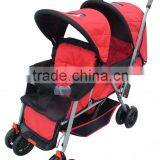 Rotate and brake twin baby strolle with two seats