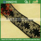 Black color Rayon emboridery lace for ladies dress ---- H1553