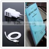 OEM black white gold logo printing retail package with micro cable US EU plug 5v 1.5a charger for portable dvd player