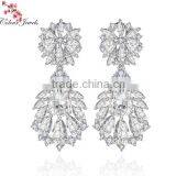 Clear Cubic Zircon Bridal Heavy Chandelier Earrings With AAA Cubic Zircon and Platinum Plating thumbnail-1