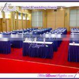 21 Feet Long Royal Blue Polyester Table Skirts for 8 Feet Rectangle Table in Weddings, Banquets, Parties-with Box Pleats thumbnail-1