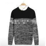 Mens Fashion Contrast Color Cotton Knit Pullover Sweater thumbnail-1