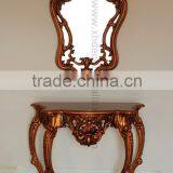 French Style Gold Ornate Wall Table Console Foyer Antique Console Table thumbnail-2