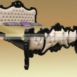 French Style Upholstered Bed Black Finish