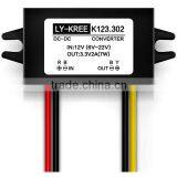 DC-DC Buck Converter (6-22V) 12V 15V 9V Step Down to 3.3V 1.5A 3A Power Supply Module With Plastic Waterproof Case