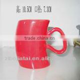Red Glazed Unusual Shape Mug