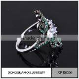 Costume Jewelry Supplies Fashion Black Gold Jewelry Green Stone Finger Ring thumbnail-3