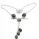 Natural Black Rutile 16 Sterling Silver Necklace