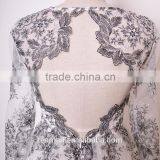 OEM Elegant White Organza With Black Embroidery Plus Size Long Sleeve Wedding Dress Women Dresses Wholesale Supplier thumbnail-6