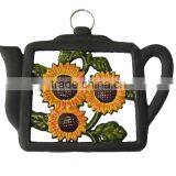 Teapot Shape With Sunflower Cast Iron Craft Trivet