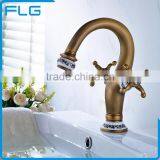 FLG100014 Bathroom Cold&Hot Water Antique Brass Sink Faucet thumbnail-4
