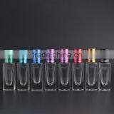 Wholesale 6ml Empty Rectangle Shaped Clear Glass Roll on Bottle With Aluminum Cap for Cosmetic Perfume Essential Oil Packaging