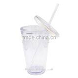 Wholesale Clear Plastic Disposable Straw Cup With Lid, IML Custom Logo Printed Cup With Straw thumbnail-5
