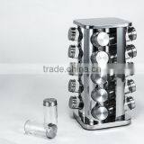 Clear Glass Bottle And Stainless Steel Stand Sets Salt Pepper Oil Vinegar Set thumbnail-6