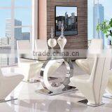 TH286 Modern Dining Room Furniture Tempered Glass Table Chairs thumbnail-2