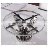 AH6603 Modern Round Rotation Stainless Steel Dining Table With Marble Top thumbnail-3